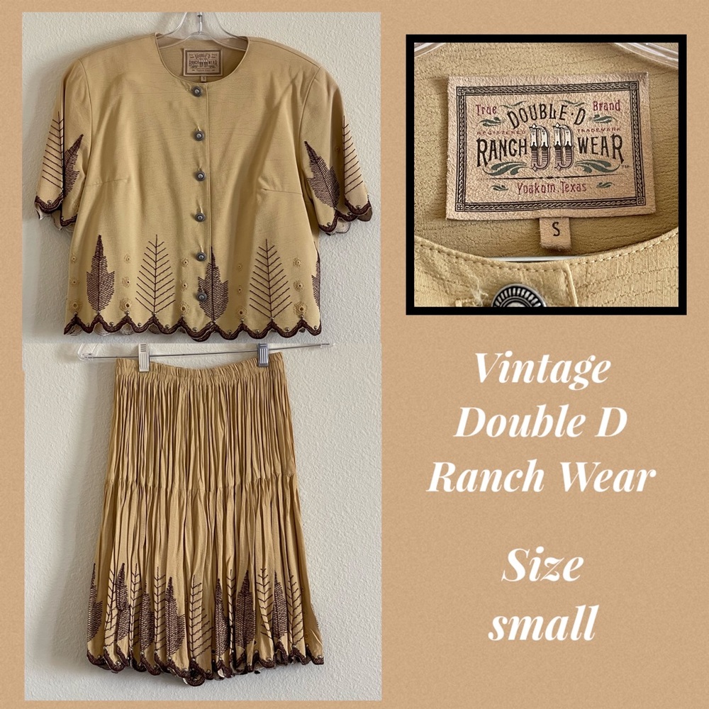 Vintage Double D Ranch Wear RETIRED RARE tan & brown western style skirt set